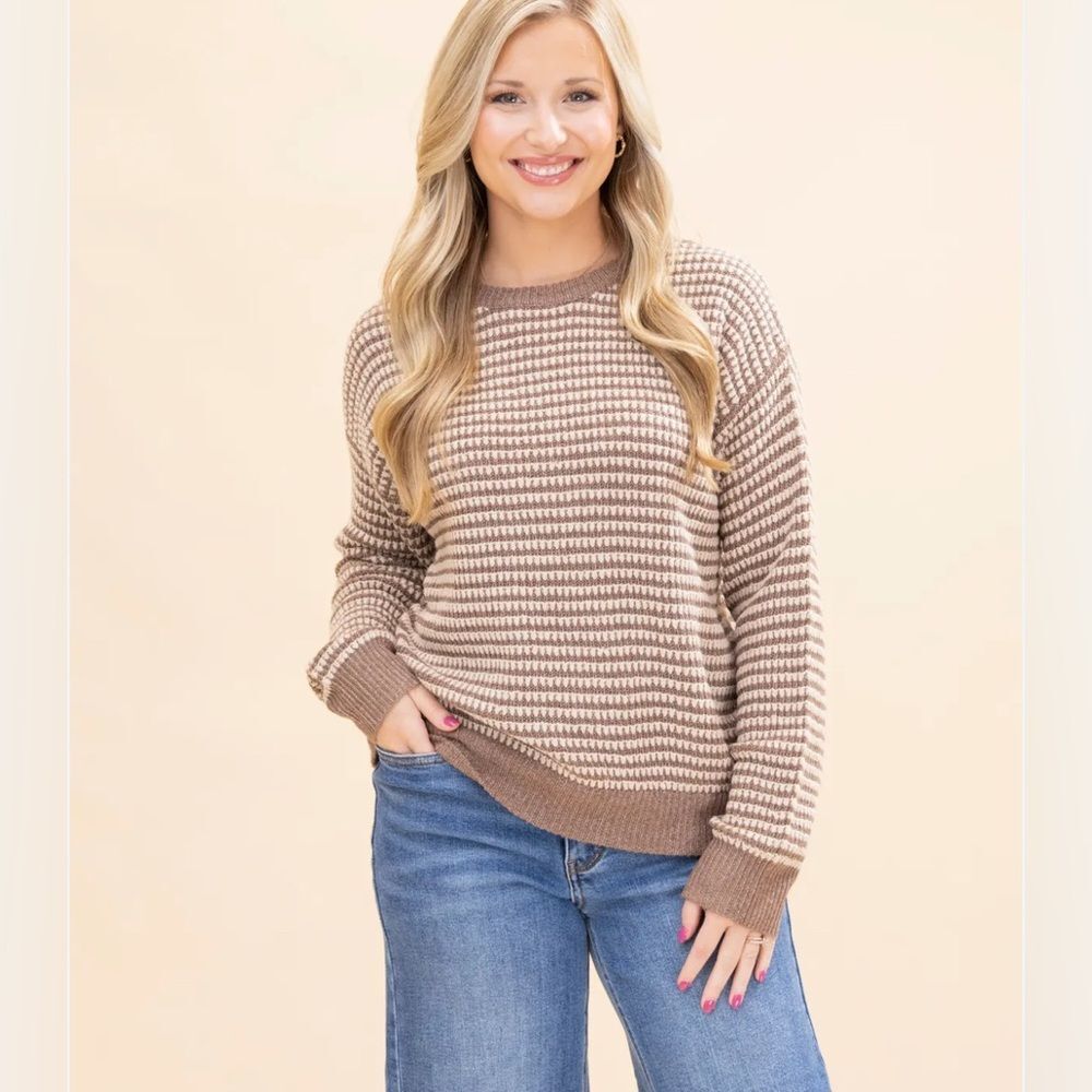 Bobbie Brooks mocha brown and ivory two toned knit sweater size 3X